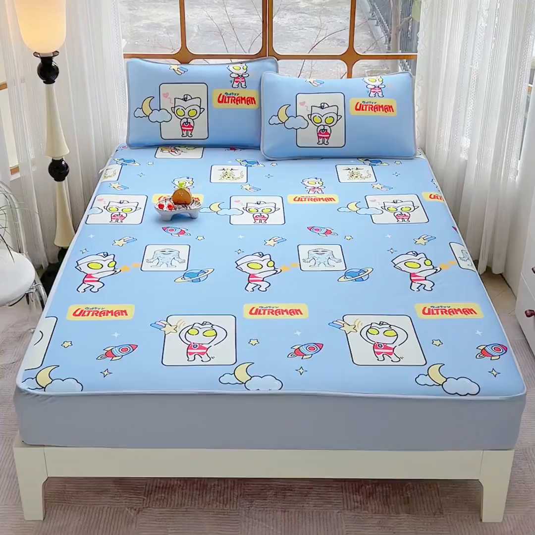 91家纺网 家纺一手货源 找家纺 蘭菲家纺 2025新款冰丝奥特曼凉席套件 太空游