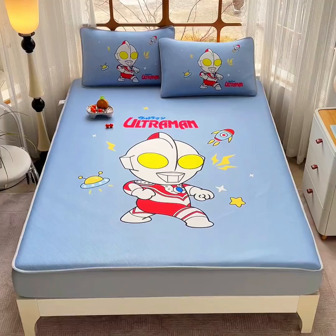 91家纺网 家纺一手货源 找家纺 蘭菲家纺 2025新款冰丝奥特曼凉席套件 王者