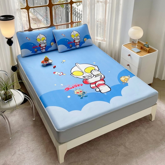 91家纺网 家纺一手货源 找家纺 蘭菲家纺 2025新款冰丝奥特曼凉席套件 无敌