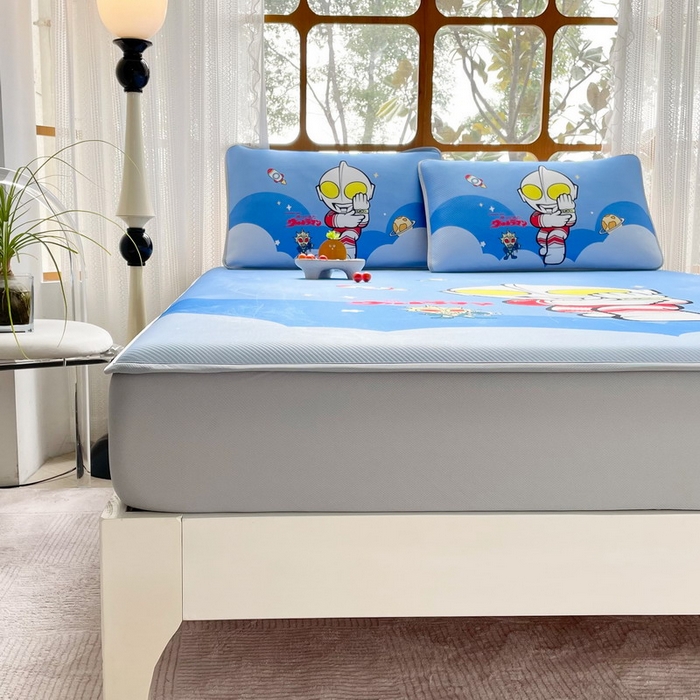 91家纺网 家纺一手货源 找家纺 蘭菲家纺 2025新款冰丝奥特曼凉席套件 无敌