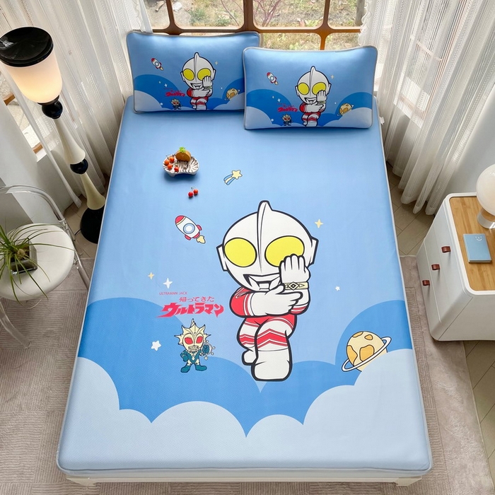 91家纺网 家纺一手货源 找家纺 蘭菲家纺 2025新款冰丝奥特曼凉席套件 无敌