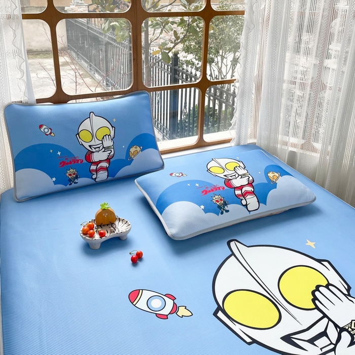 91家纺网 家纺一手货源 找家纺 蘭菲家纺 2025新款冰丝奥特曼凉席套件 无敌