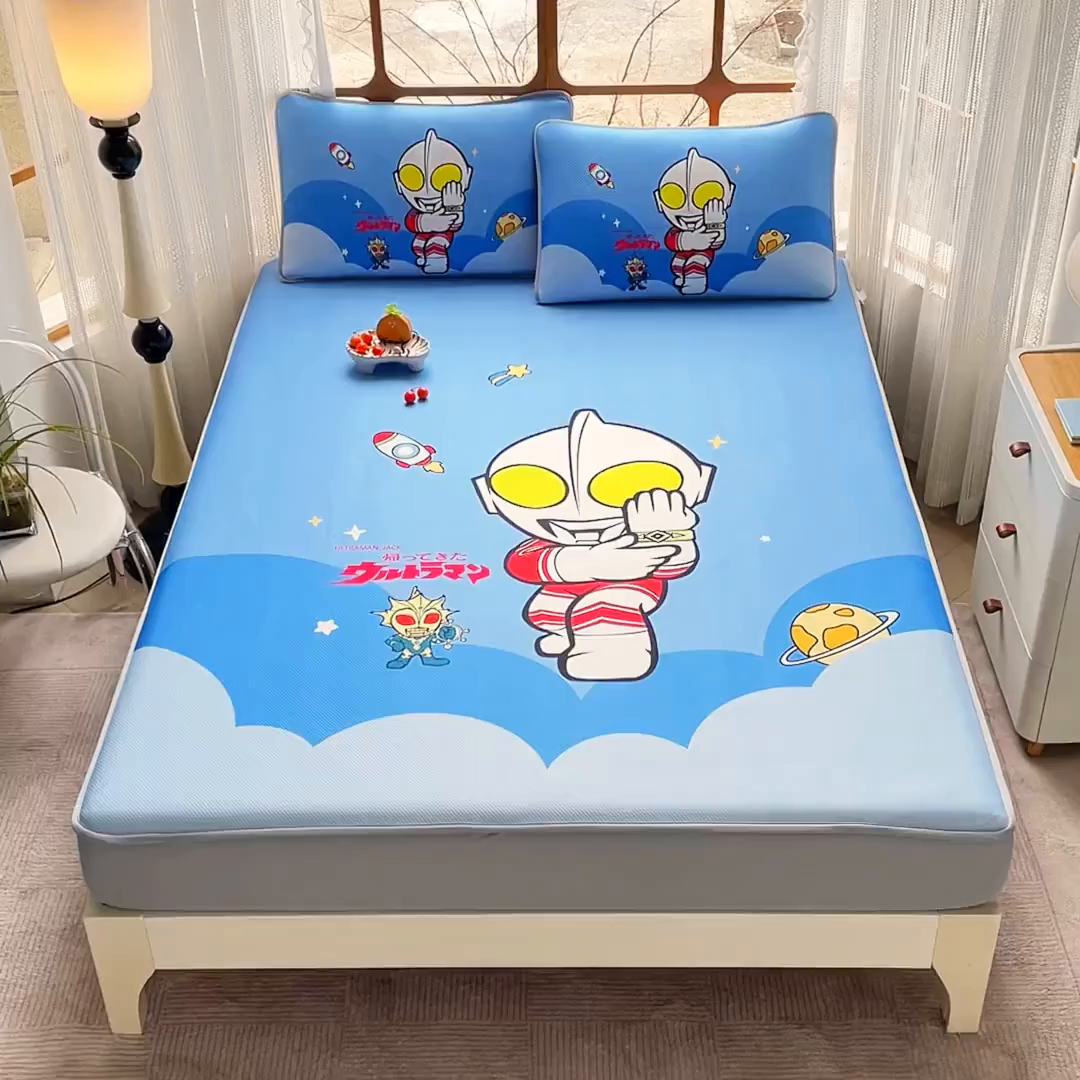 91家纺网 家纺一手货源 找家纺 蘭菲家纺 2025新款冰丝奥特曼凉席套件 无敌