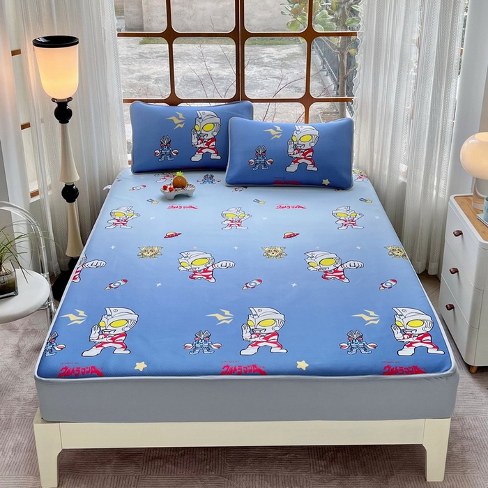 91家纺网 家纺一手货源 找家纺 蘭菲家纺 2025新款冰丝奥特曼凉席套件 小虎队