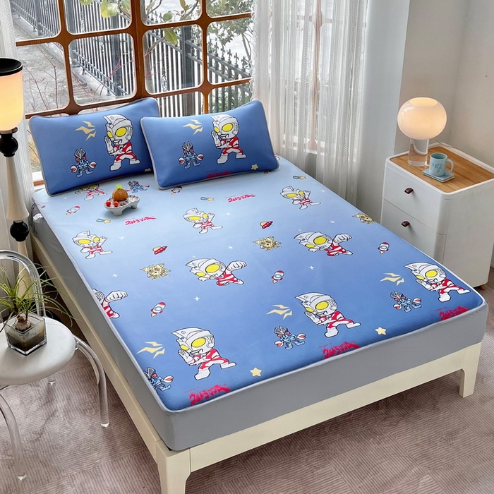 91家纺网 家纺一手货源 找家纺 蘭菲家纺 2025新款冰丝奥特曼凉席套件 小虎队