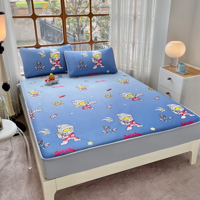 91家纺网 家纺一手货源 找家纺 蘭菲家纺 2025新款冰丝奥特曼凉席套件 小虎队