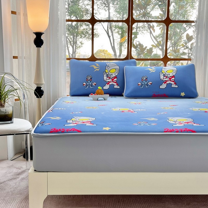 91家纺网 家纺一手货源 找家纺 蘭菲家纺 2025新款冰丝奥特曼凉席套件 小虎队