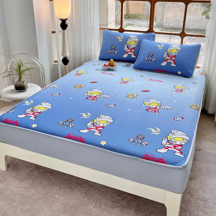 91家纺网 家纺一手货源 找家纺 蘭菲家纺 2025新款冰丝奥特曼凉席套件 小虎队