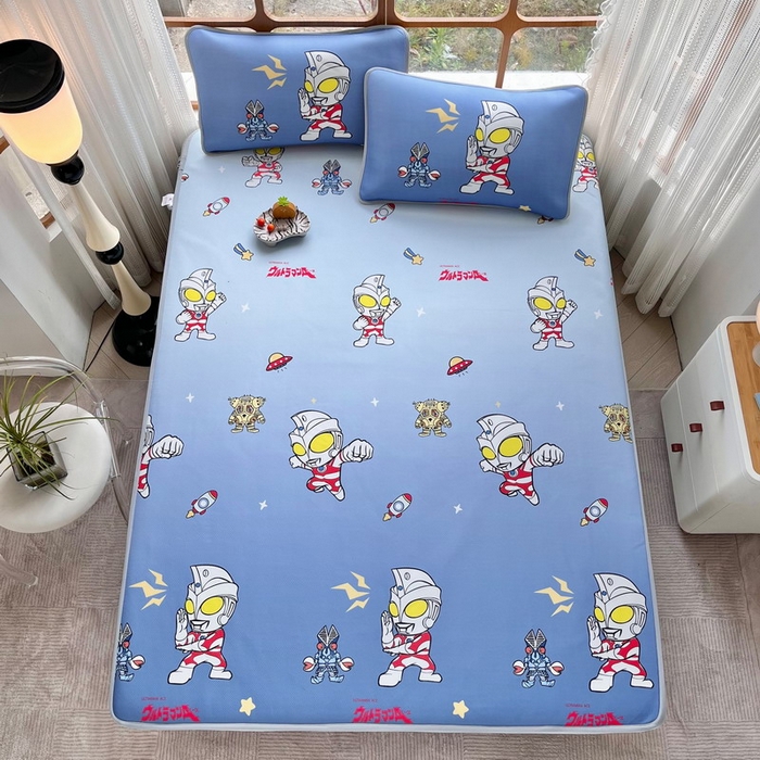 91家纺网 家纺一手货源 找家纺 蘭菲家纺 2025新款冰丝奥特曼凉席套件 小虎队