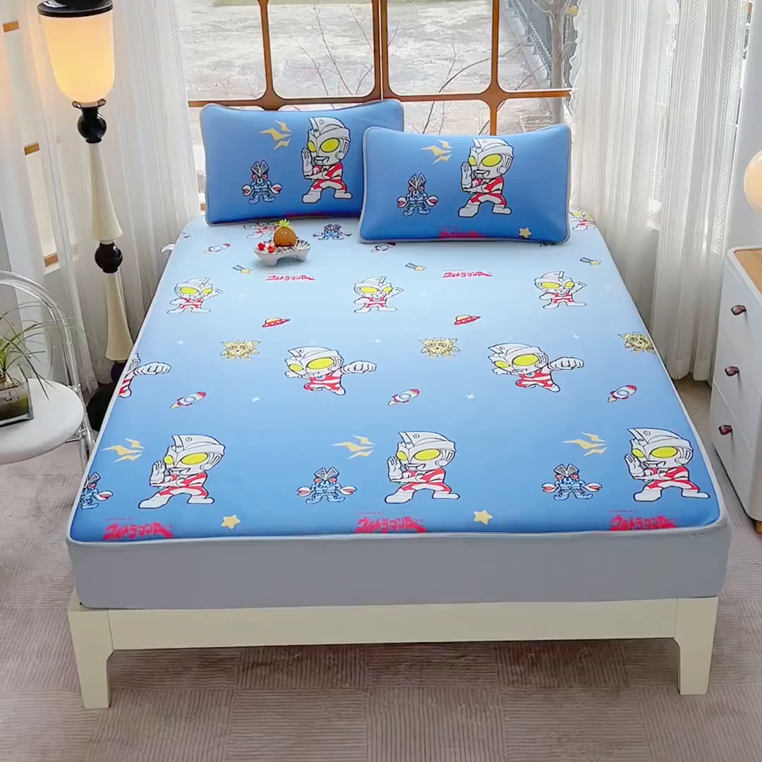 91家纺网 家纺一手货源 找家纺 蘭菲家纺 2025新款冰丝奥特曼凉席套件 小虎队