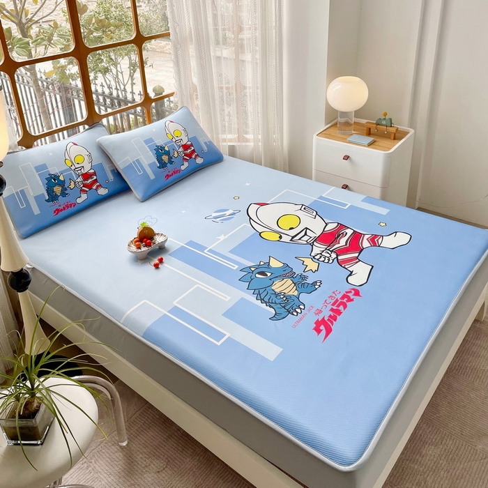 91家纺网 家纺一手货源 找家纺 蘭菲家纺 2025新款冰丝奥特曼凉席套件 勇士