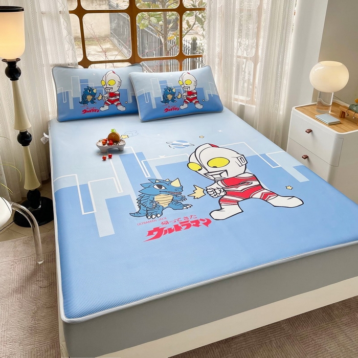 91家纺网 家纺一手货源 找家纺 蘭菲家纺 2025新款冰丝奥特曼凉席套件 勇士