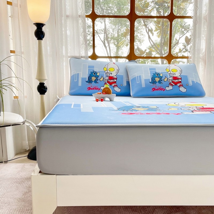 91家纺网 家纺一手货源 找家纺 蘭菲家纺 2025新款冰丝奥特曼凉席套件 勇士