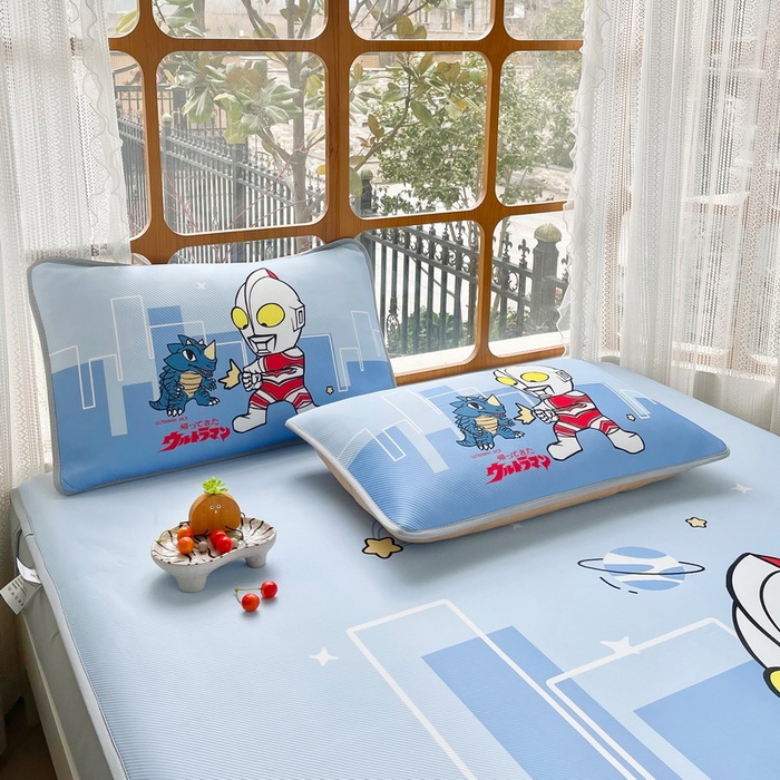 91家纺网 家纺一手货源 找家纺 蘭菲家纺 2025新款冰丝奥特曼凉席套件 勇士