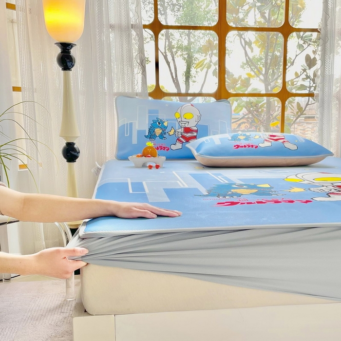 91家纺网 家纺一手货源 找家纺 蘭菲家纺 2025新款冰丝奥特曼凉席套件 勇士