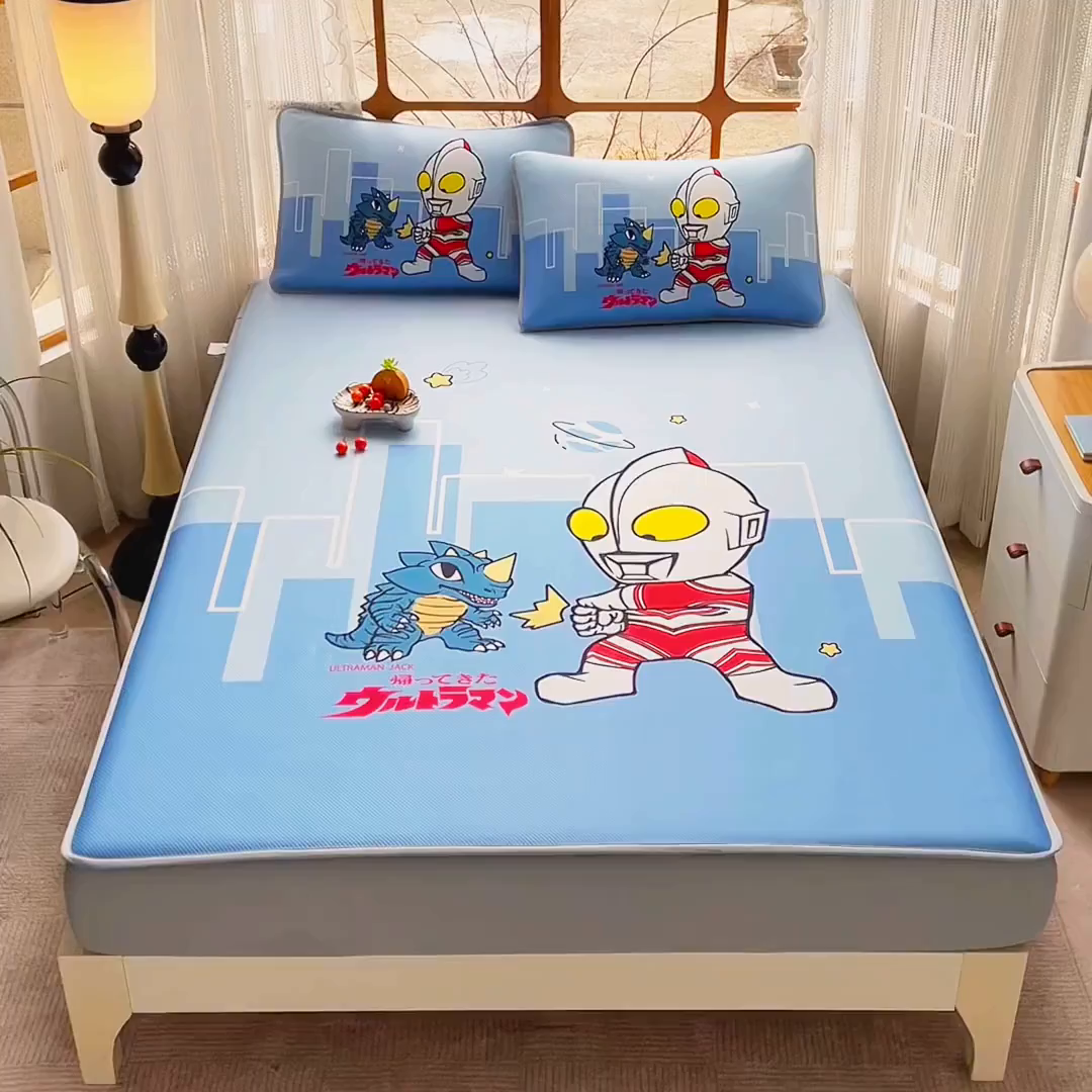 91家纺网 家纺一手货源 找家纺 蘭菲家纺 2025新款冰丝奥特曼凉席套件 勇士