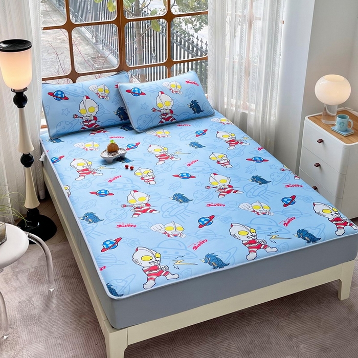 91家纺网 家纺一手货源 找家纺 蘭菲家纺 2025新款冰丝奥特曼凉席套件 宇宙飞人