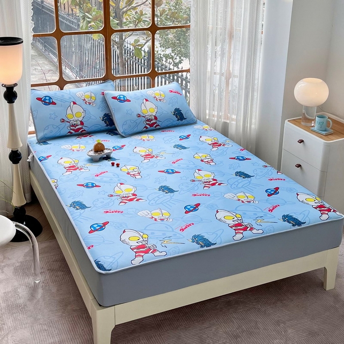 91家纺网 家纺一手货源 找家纺 蘭菲家纺 2025新款冰丝奥特曼凉席套件 宇宙飞人