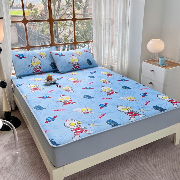 91家纺网 家纺一手货源 找家纺 蘭菲家纺 2025新款冰丝奥特曼凉席套件 宇宙飞人