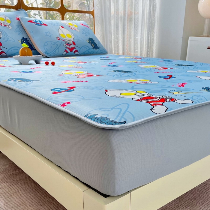 91家纺网 家纺一手货源 找家纺 蘭菲家纺 2025新款冰丝奥特曼凉席套件 宇宙飞人