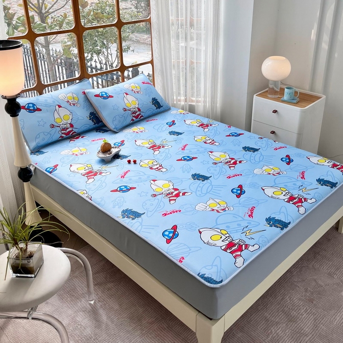 91家纺网 家纺一手货源 找家纺 蘭菲家纺 2025新款冰丝奥特曼凉席套件 宇宙飞人