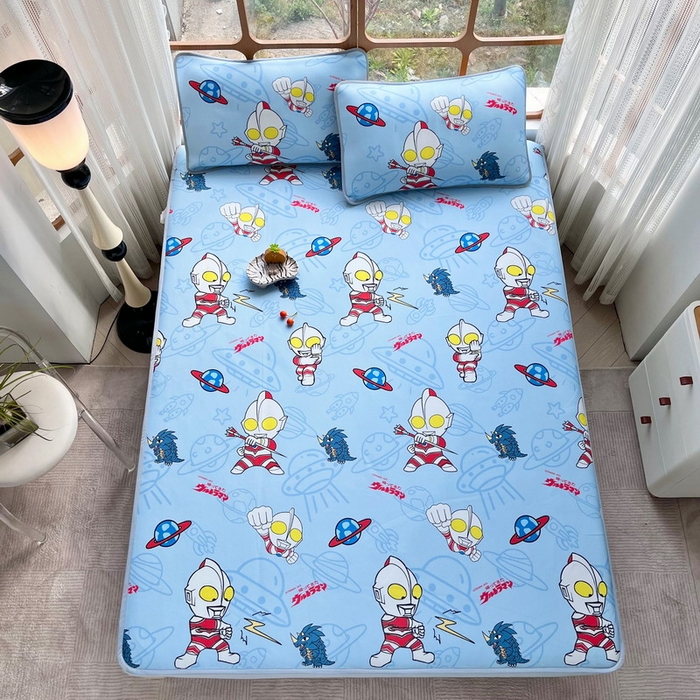 91家纺网 家纺一手货源 找家纺 蘭菲家纺 2025新款冰丝奥特曼凉席套件 宇宙飞人