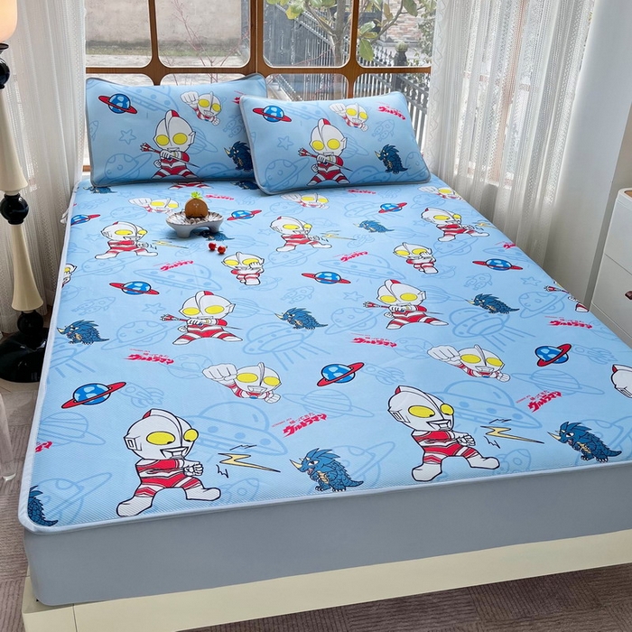 91家纺网 家纺一手货源 找家纺 蘭菲家纺 2025新款冰丝奥特曼凉席套件 宇宙飞人