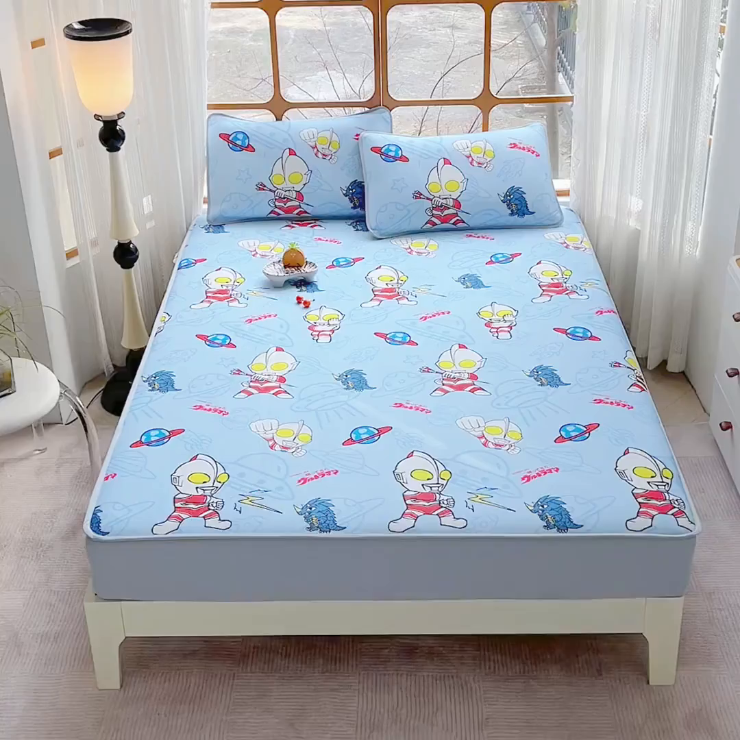 91家纺网 家纺一手货源 找家纺 蘭菲家纺 2025新款冰丝奥特曼凉席套件 宇宙飞人