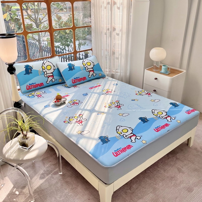 91家纺网 家纺一手货源 找家纺 蘭菲家纺 2025新款冰丝奥特曼凉席套件 运动员