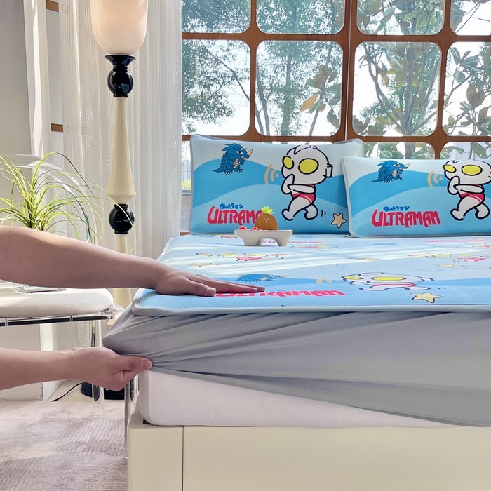 91家纺网 家纺一手货源 找家纺 蘭菲家纺 2025新款冰丝奥特曼凉席套件 运动员