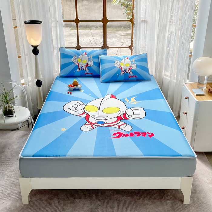 91家纺网 家纺一手货源 找家纺 蘭菲家纺 2025新款冰丝奥特曼凉席套件 正义之侠