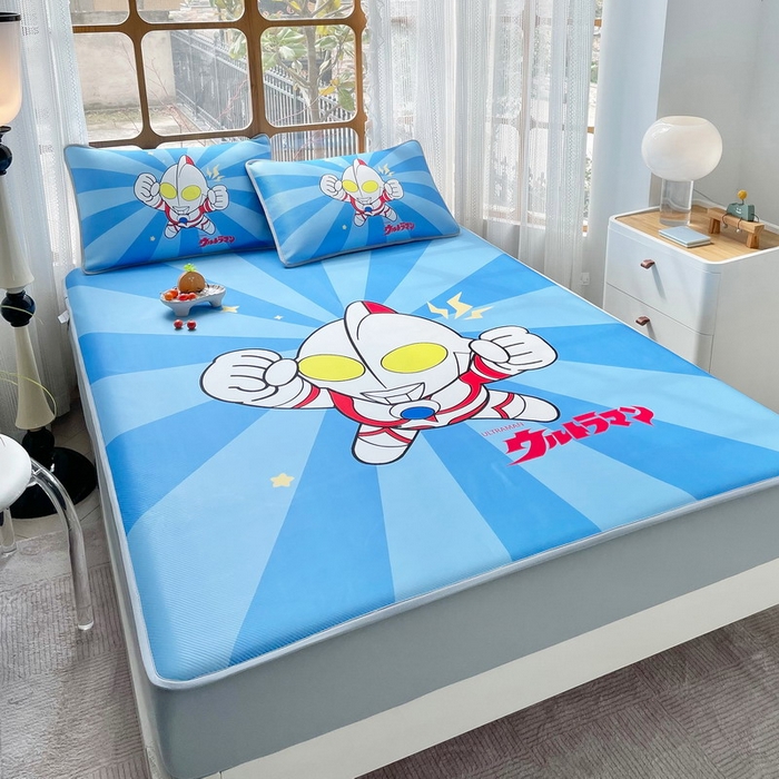 91家纺网 家纺一手货源 找家纺 蘭菲家纺 2025新款冰丝奥特曼凉席套件 正义之侠