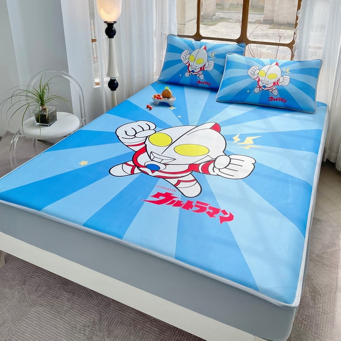 91家纺网 家纺一手货源 找家纺 蘭菲家纺 2025新款冰丝奥特曼凉席套件 正义之侠