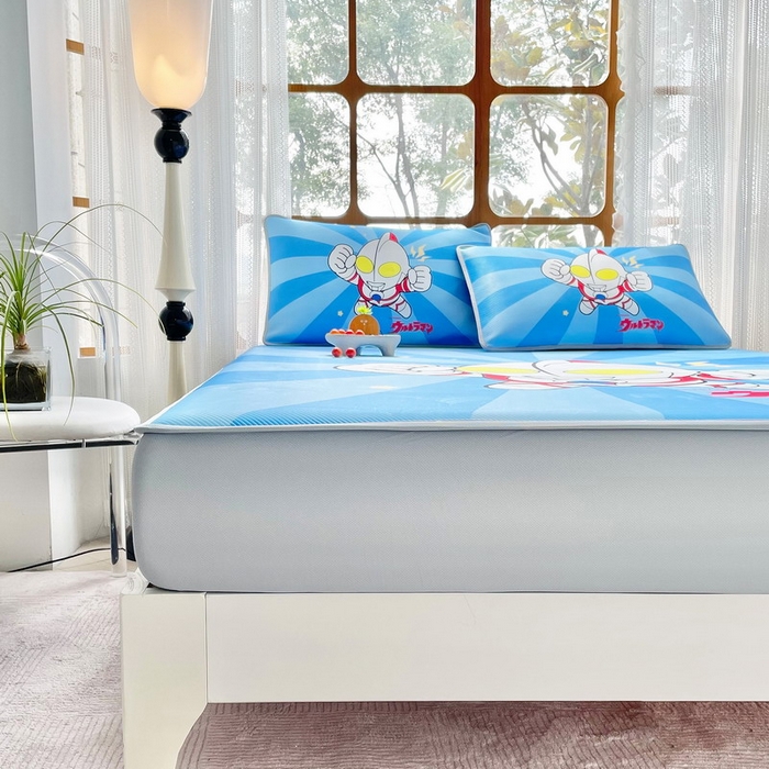 91家纺网 家纺一手货源 找家纺 蘭菲家纺 2025新款冰丝奥特曼凉席套件 正义之侠