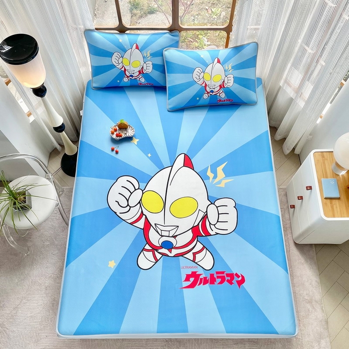 91家纺网 家纺一手货源 找家纺 蘭菲家纺 2025新款冰丝奥特曼凉席套件 正义之侠