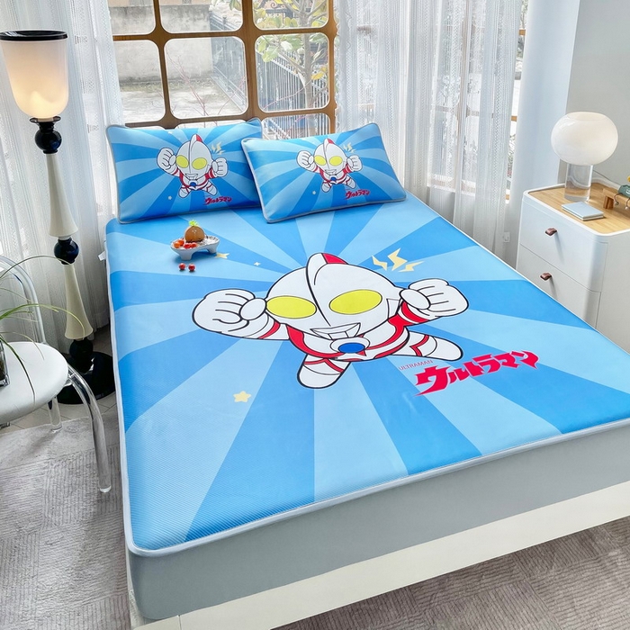 91家纺网 家纺一手货源 找家纺 蘭菲家纺 2025新款冰丝奥特曼凉席套件 正义之侠