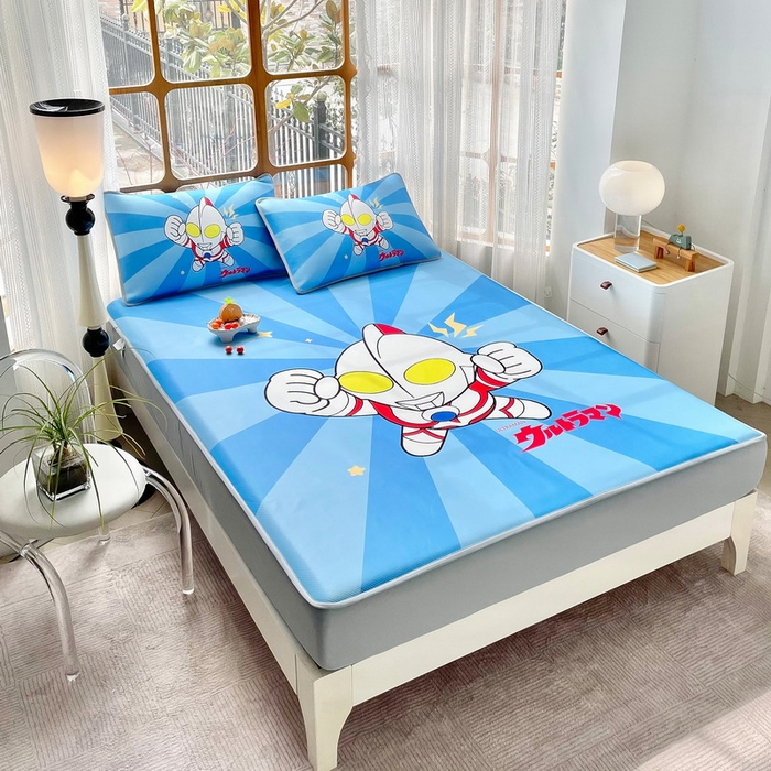 91家纺网 家纺一手货源 找家纺 蘭菲家纺 2025新款冰丝奥特曼凉席套件 正义之侠