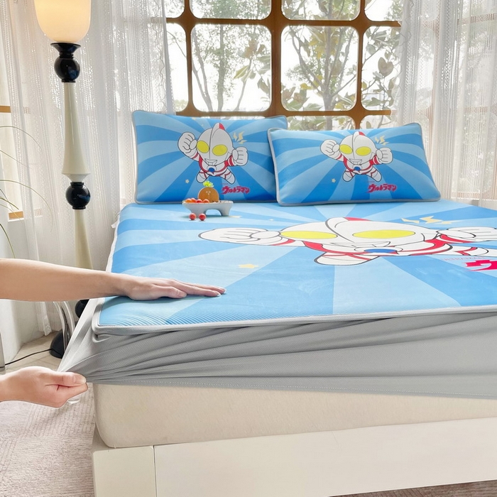 91家纺网 家纺一手货源 找家纺 蘭菲家纺 2025新款冰丝奥特曼凉席套件 正义之侠