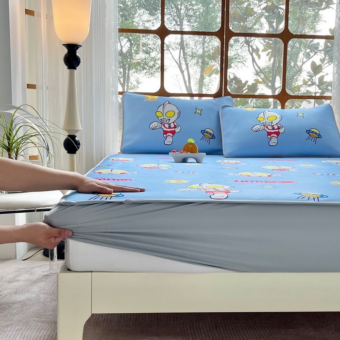 91家纺网 家纺一手货源 找家纺 蘭菲家纺 2025新款冰丝奥特曼凉席套件 追风