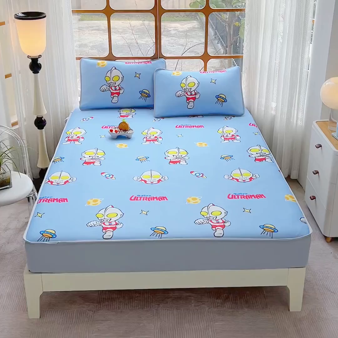 91家纺网 家纺一手货源 找家纺 蘭菲家纺 2025新款冰丝奥特曼凉席套件 追风