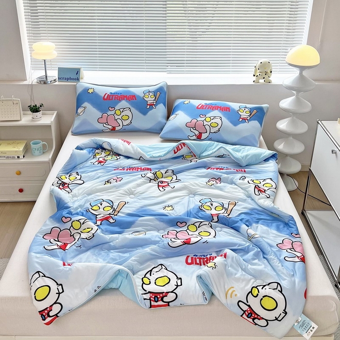 91家纺网 家纺一手货源 找家纺 （总）蘭菲家纺 2025新款凉感丝奥特曼印花夏被