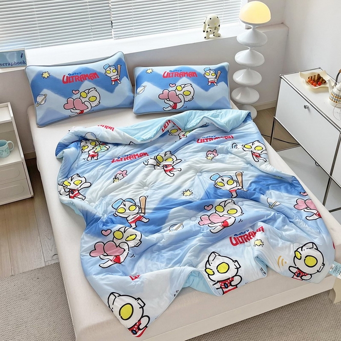 91家纺网 家纺一手货源 找家纺 （总）蘭菲家纺 2025新款凉感丝奥特曼印花夏被