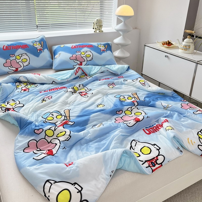 91家纺网 家纺一手货源 找家纺 （总）蘭菲家纺 2025新款凉感丝奥特曼印花夏被