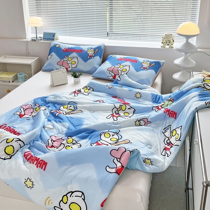 91家纺网 家纺一手货源 找家纺 （总）蘭菲家纺 2025新款凉感丝奥特曼印花夏被