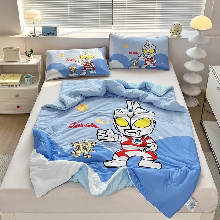 91家纺网 家纺一手货源 找家纺 （总）蘭菲家纺 2025新款凉感丝奥特曼印花夏被