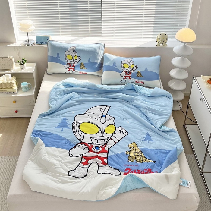 91家纺网 家纺一手货源 找家纺 （总）蘭菲家纺 2025新款凉感丝奥特曼印花夏被