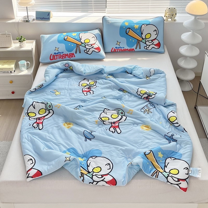 91家纺网 家纺一手货源 找家纺 （总）蘭菲家纺 2025新款凉感丝奥特曼印花夏被