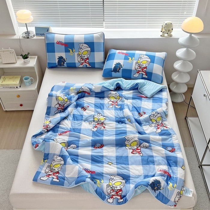 91家纺网 家纺一手货源 找家纺 （总）蘭菲家纺 2025新款凉感丝奥特曼印花夏被