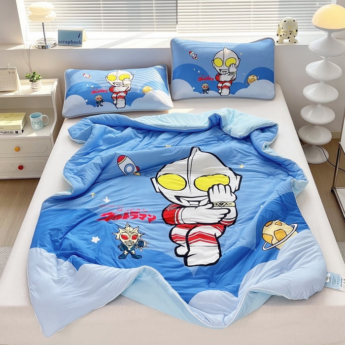 91家纺网 家纺一手货源 找家纺 （总）蘭菲家纺 2025新款凉感丝奥特曼印花夏被