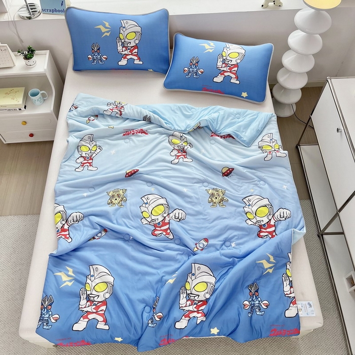 91家纺网 家纺一手货源 找家纺 （总）蘭菲家纺 2025新款凉感丝奥特曼印花夏被